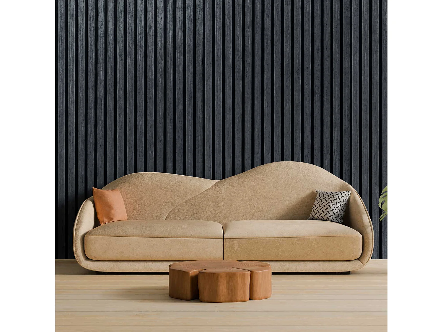 Mozart - Lot de 2 panneaux acoustiques à lattes en bois 235x60 cm, noir