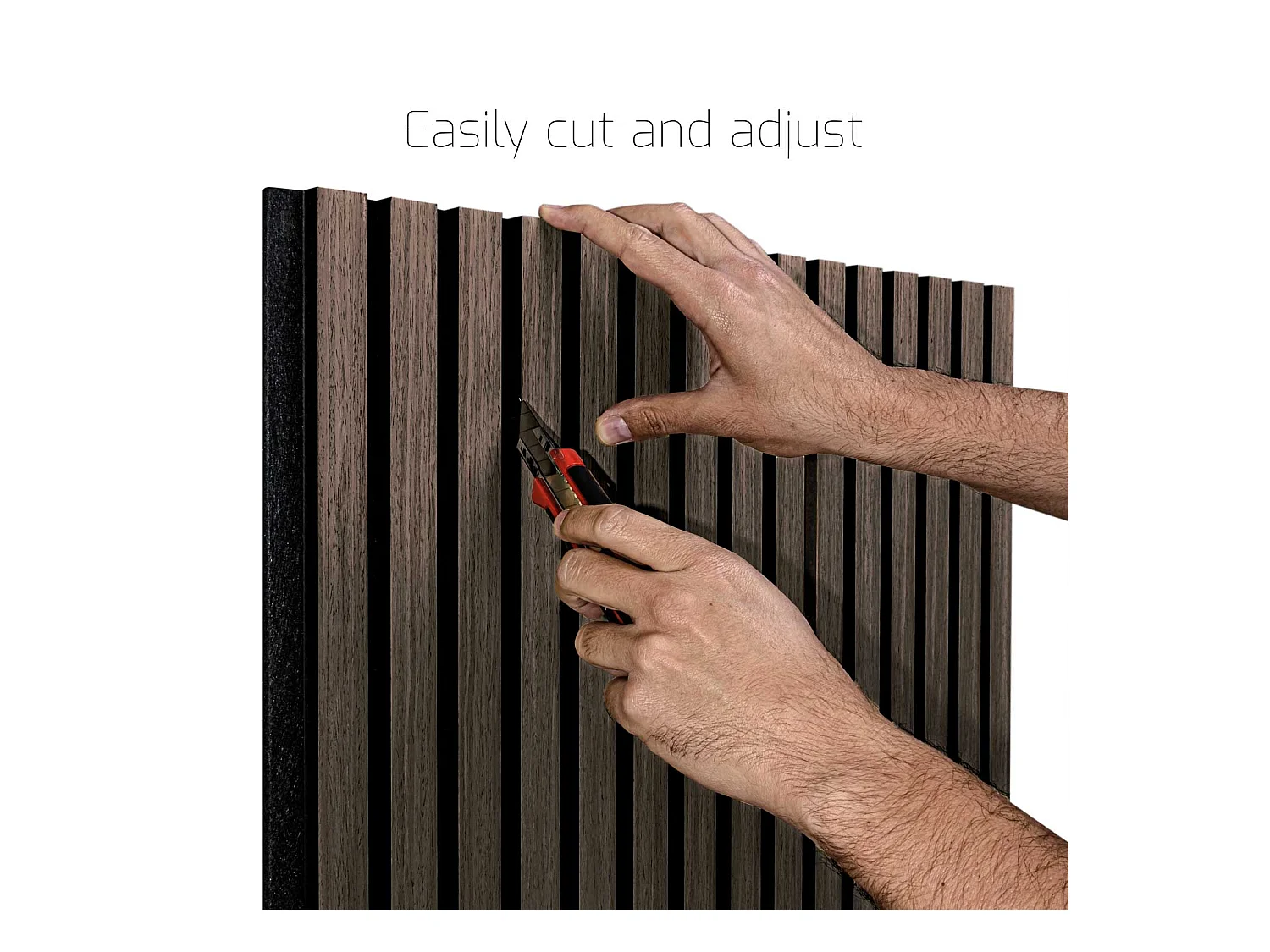 Mozart - Juego de 2 paneles decorativos para pared de listones 235x60 cm, marrón oscura