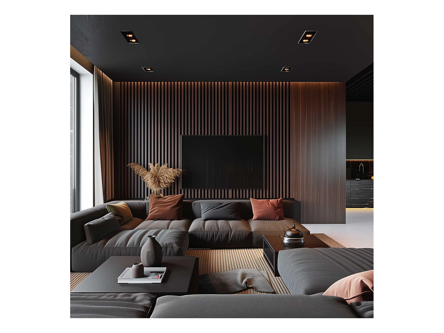 Mozart - Juego de 2 paneles decorativos para pared de listones 235x60 cm, marrón oscura