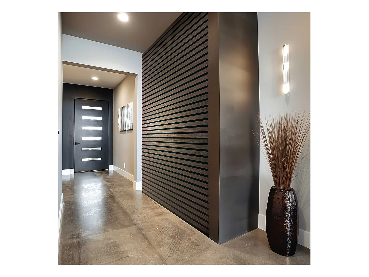 Mozart - Juego de 2 paneles decorativos para pared de listones 235x60 cm, marrón oscura