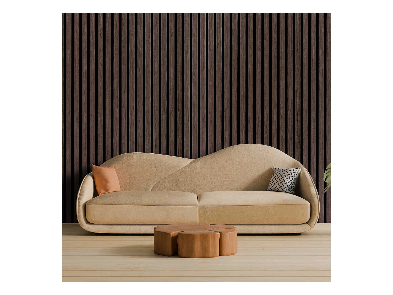 Mozart - Juego de 2 paneles decorativos para pared de listones 235x60 cm, marrón oscura