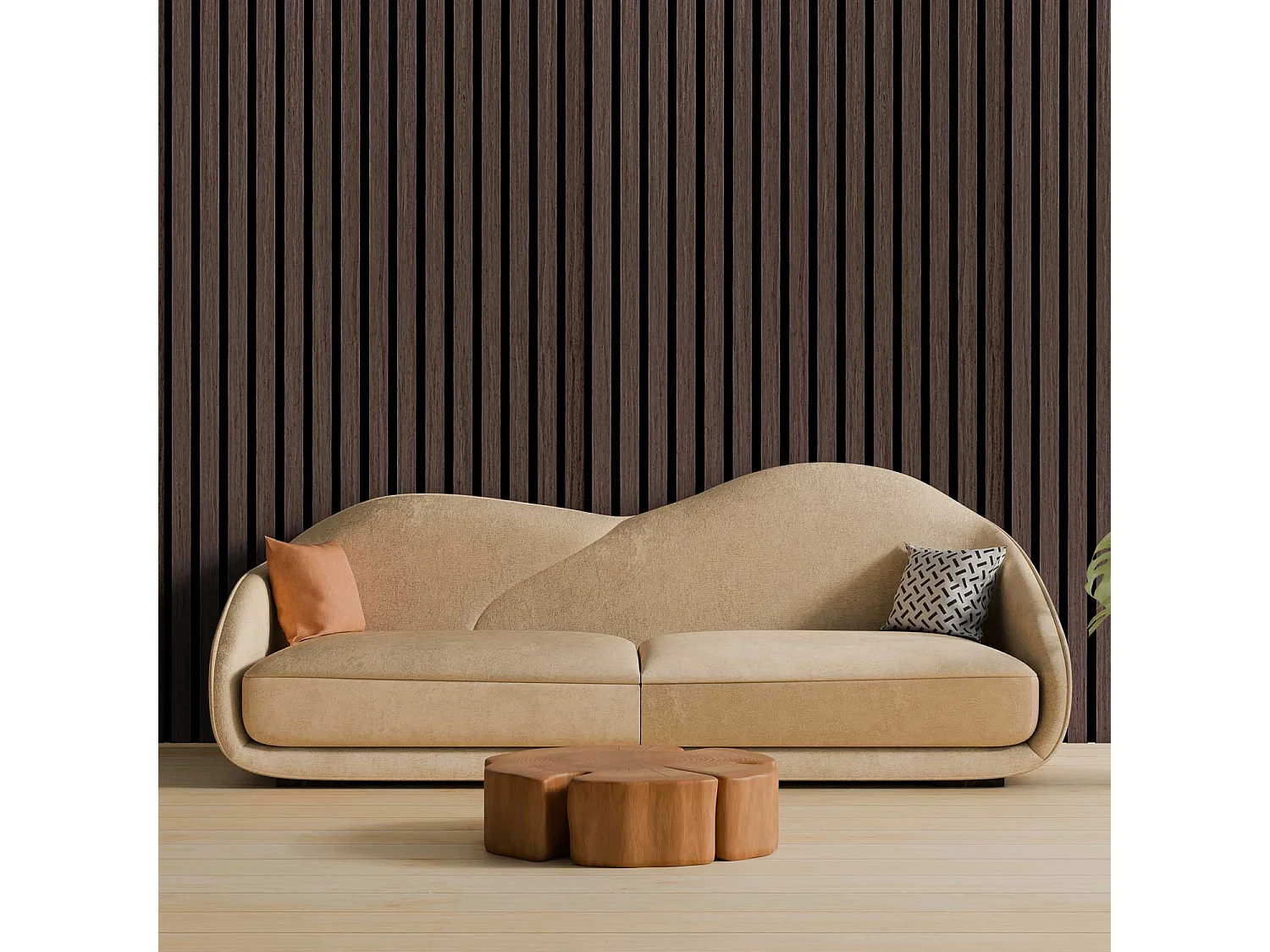 Mozart - Set di 2 pannelli fonoassorbenti decorativi in legno 235x60 cm, marrone scuro