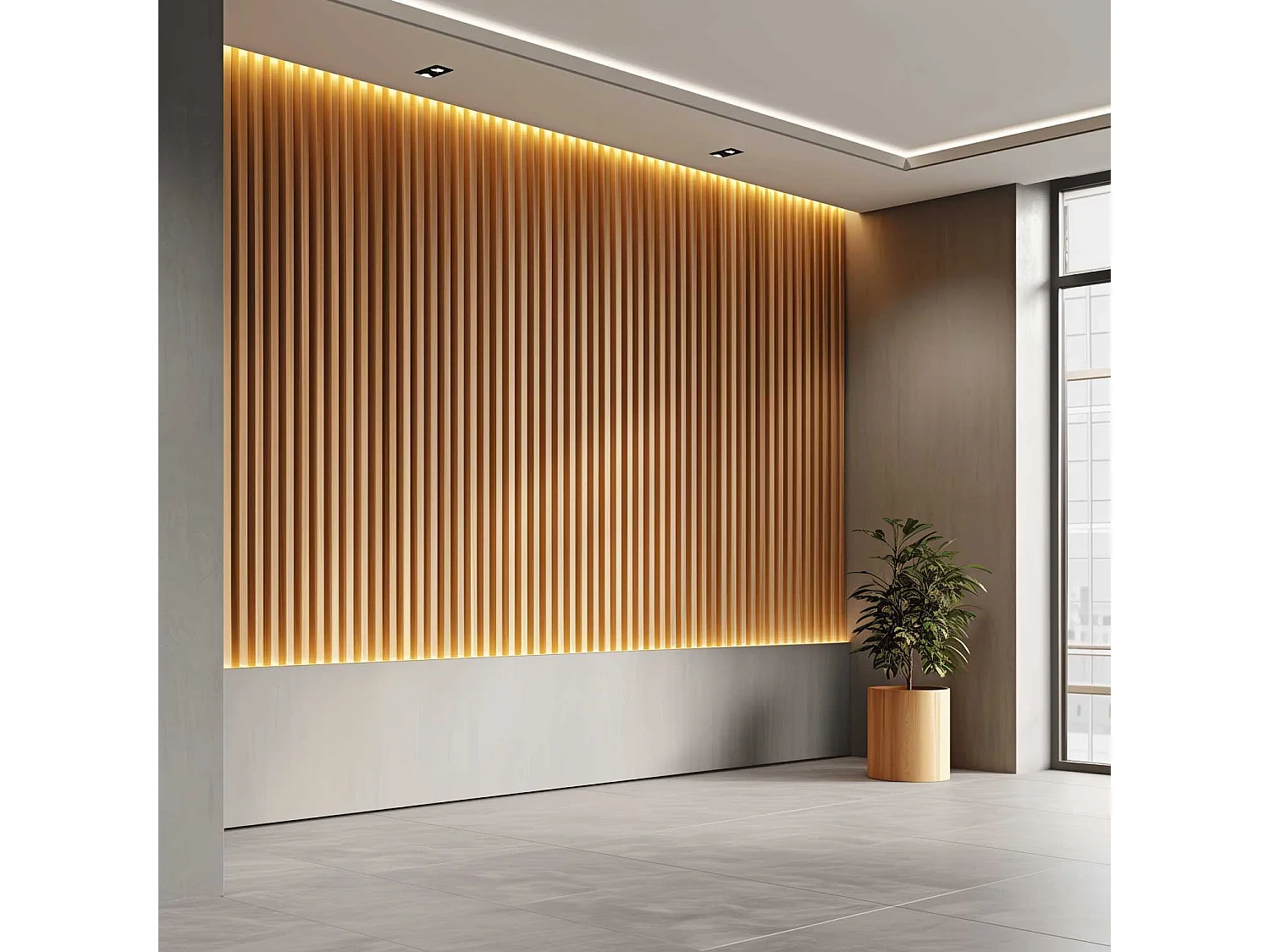 Mozart - Set di 2 pannelli fonoassorbenti decorativi in legno 235x60 cm, beige