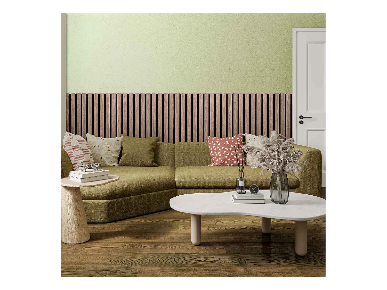 Mozart - Set di 2 pannelli fonoassorbenti decorativi in legno 235x60 cm, marrone chiaro