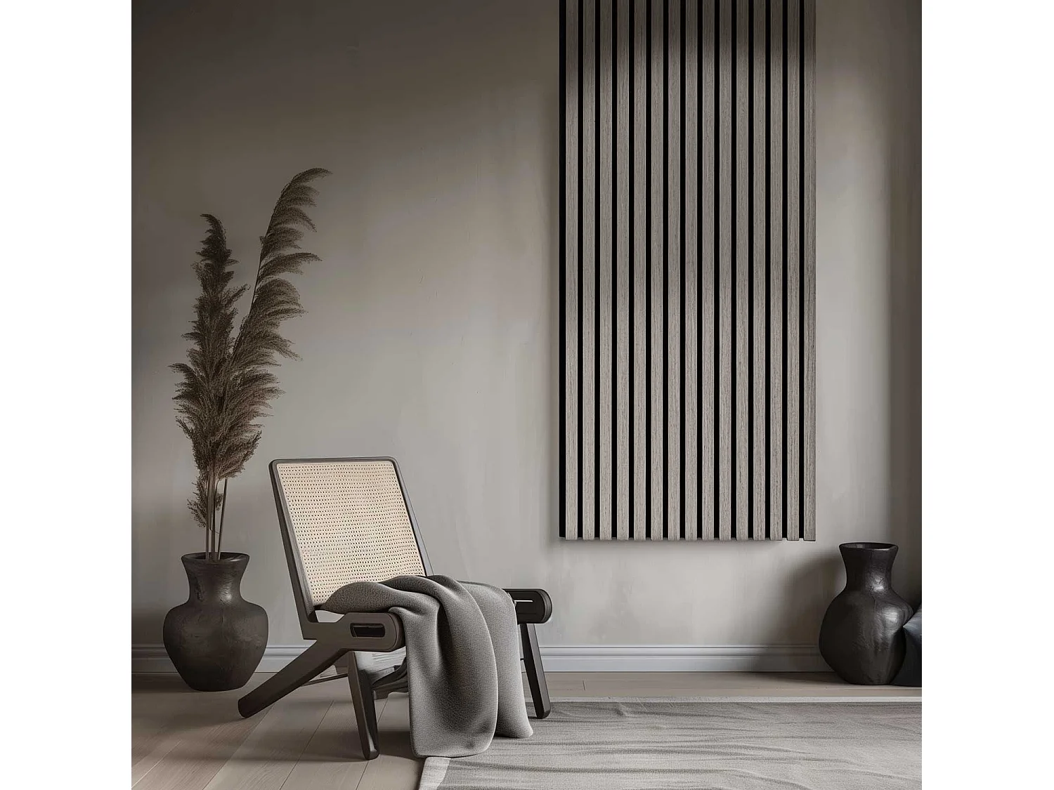 Mozart - Set di 2 pannelli fonoassorbenti decorativi in legno 235x60 cm, grigio