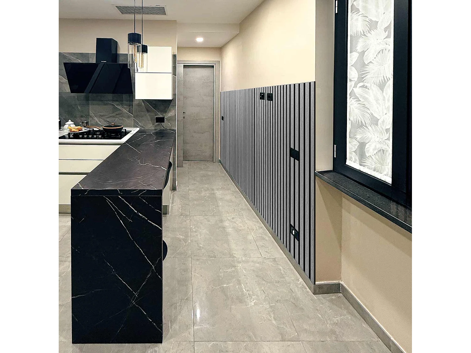 Mozart - Set di 2 pannelli fonoassorbenti decorativi in legno 235x60 cm, grigio