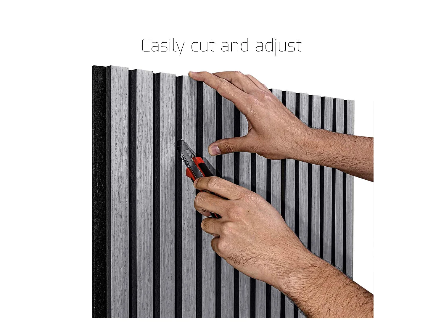 Mozart - Juego de 2 paneles decorativos para pared de listones 235x60 cm, gris