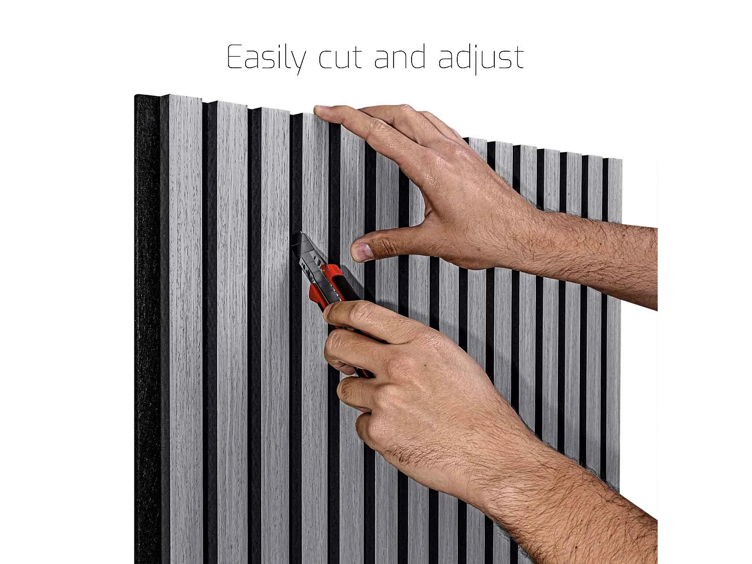 Mozart - Lot de 2 panneaux acoustiques à lattes en bois 235x60 cm, gris