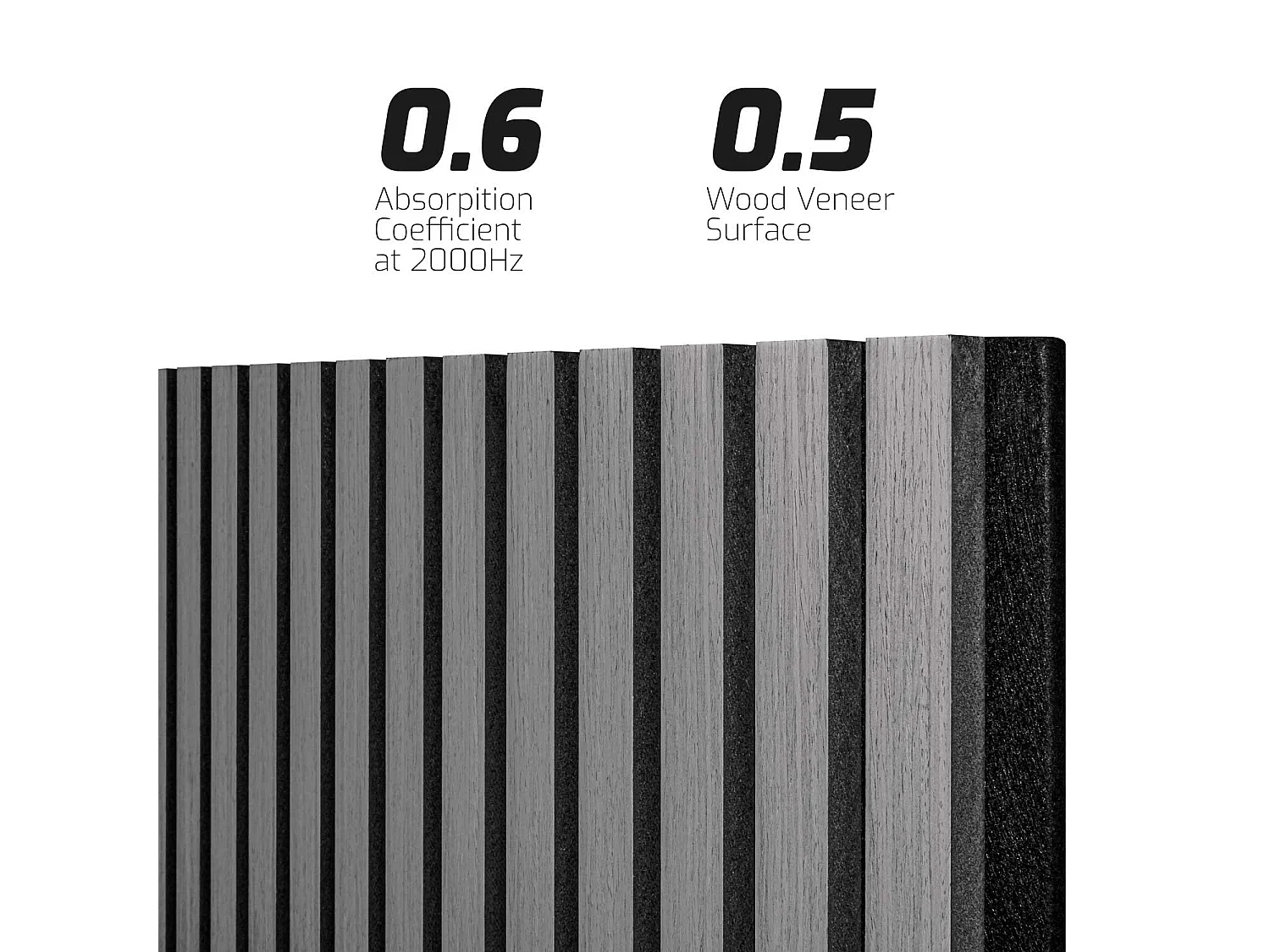 Mozart - Lot de 2 panneaux acoustiques à lattes en bois 235x60 cm, gris