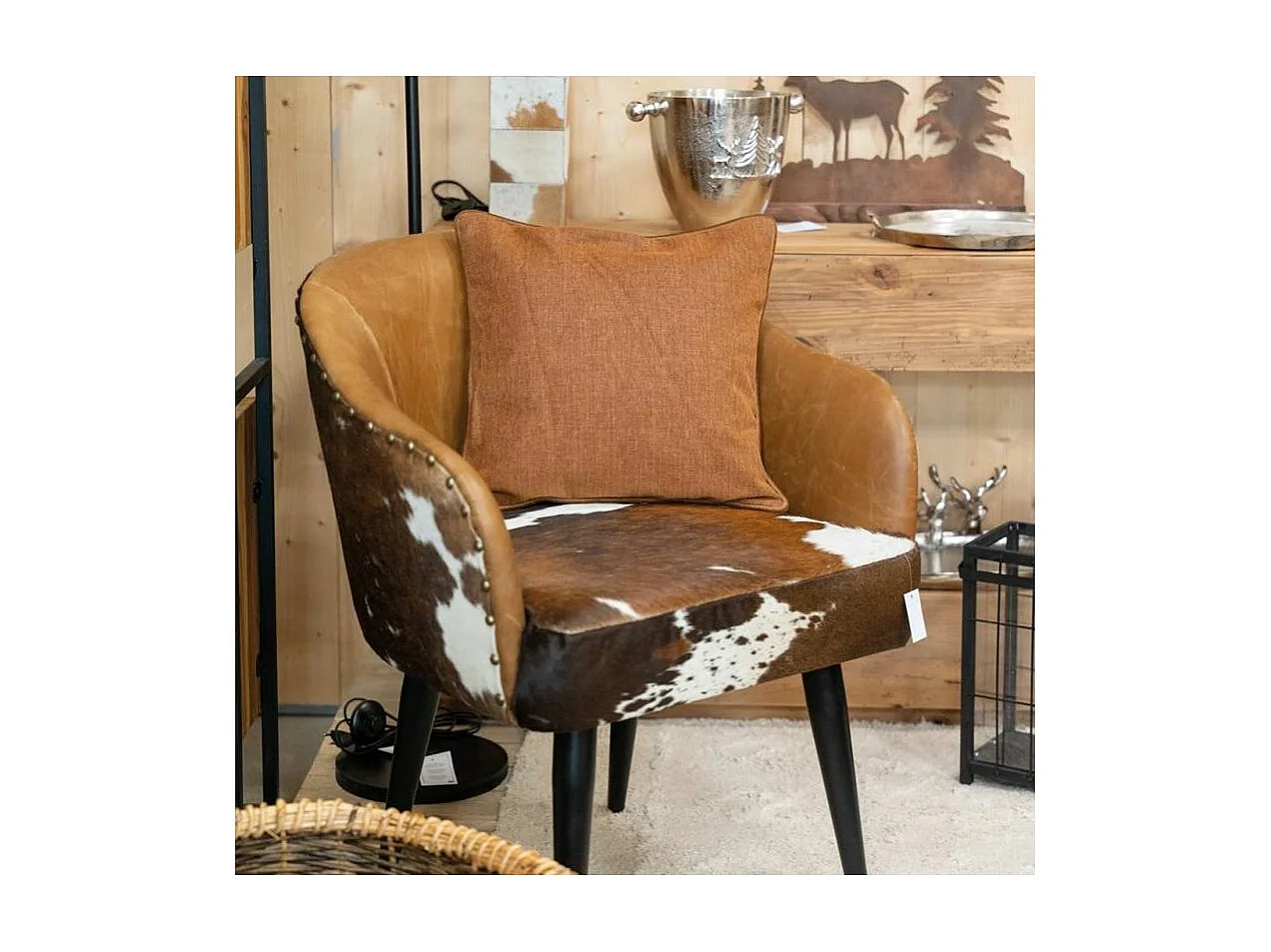 Coussin en coton velours Rouille