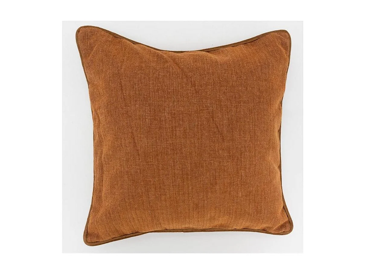 Coussin en coton velours Rouille