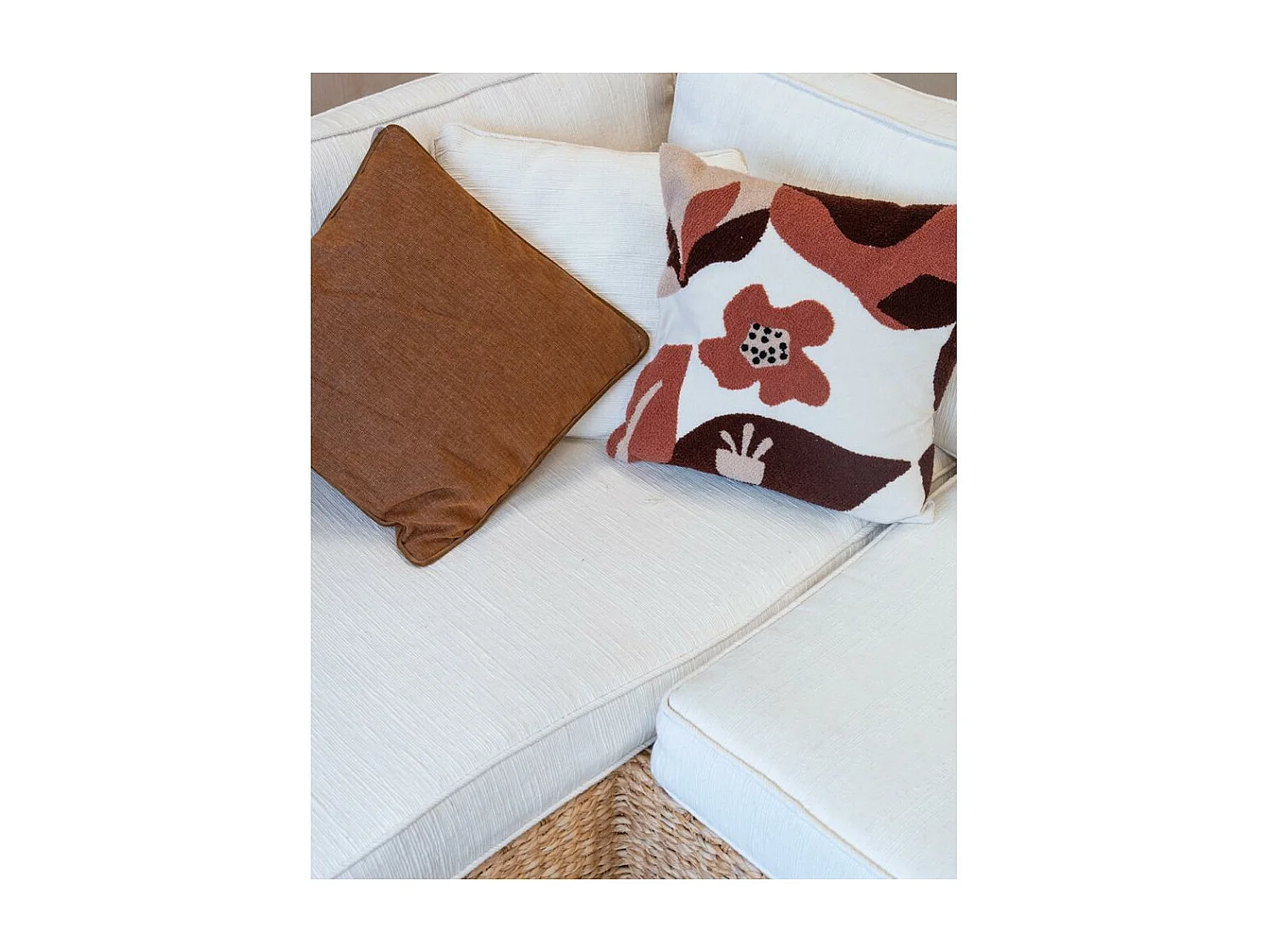 Coussin en coton velours Rouille