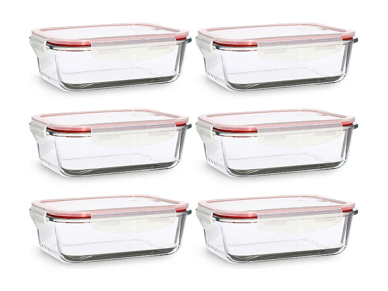 Menastyl - Lot 6 Boites Hermetiques Clementine Rectangles 1040ml En Verre