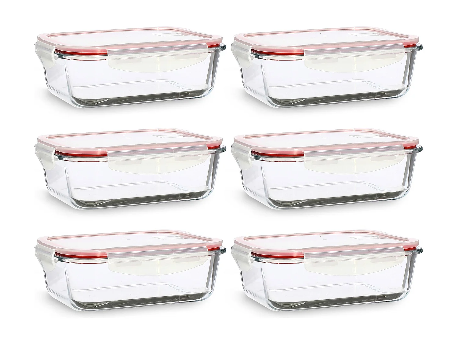 Menastyl - Lot 6 Boites Hermétiques Clémentine Rectangles 1040ml En Verre