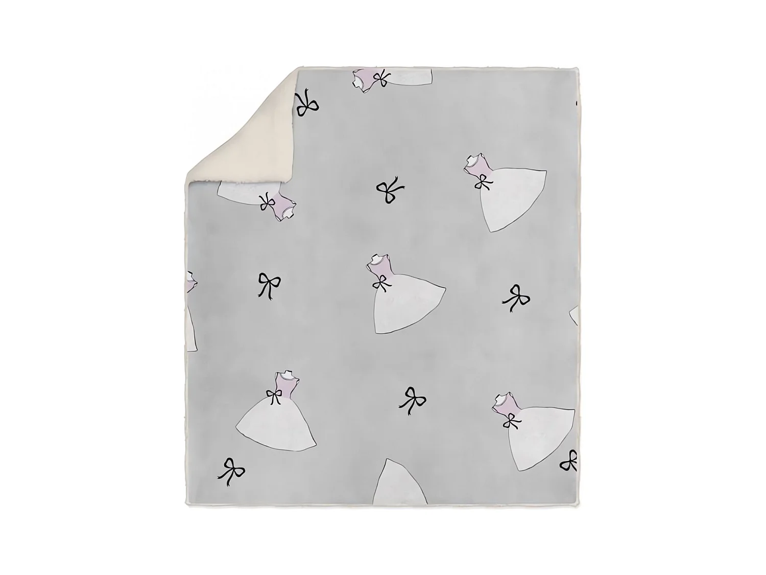 Plaid polaire imprimé sherpa - 110 x 170 cm - Anais - Gris