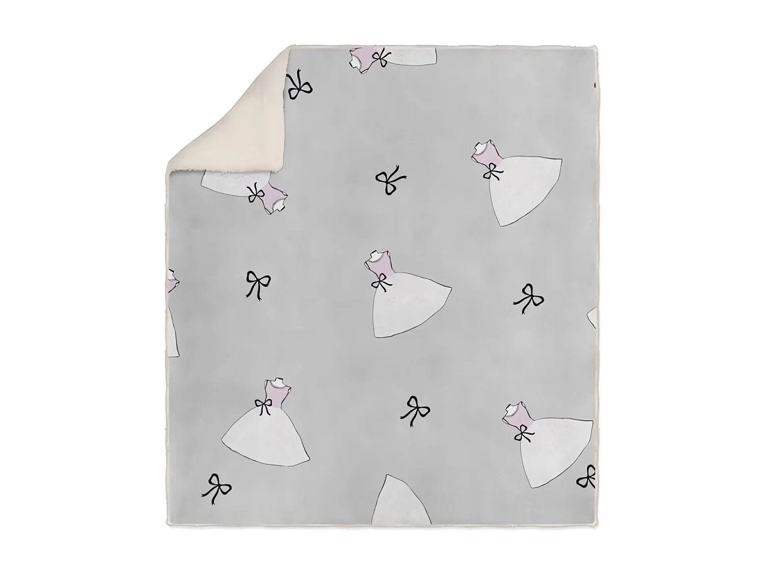 Plaid polaire sherpa microfibre imprimé 110x170 cm ANAIS gris, par Soleil d'ocre