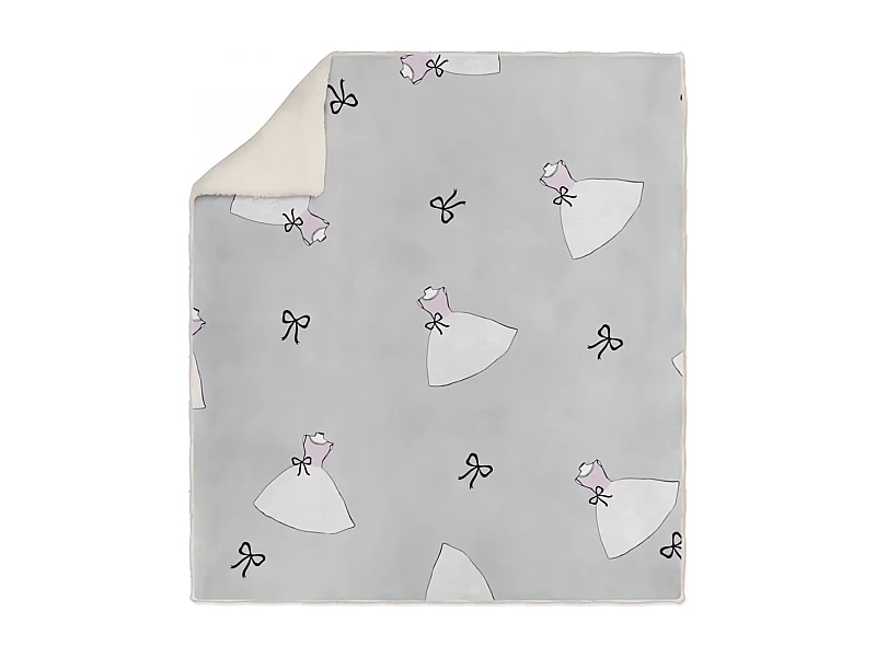 Plaid polaire imprimé sherpa - 110 x 170 cm - Anais - Gris