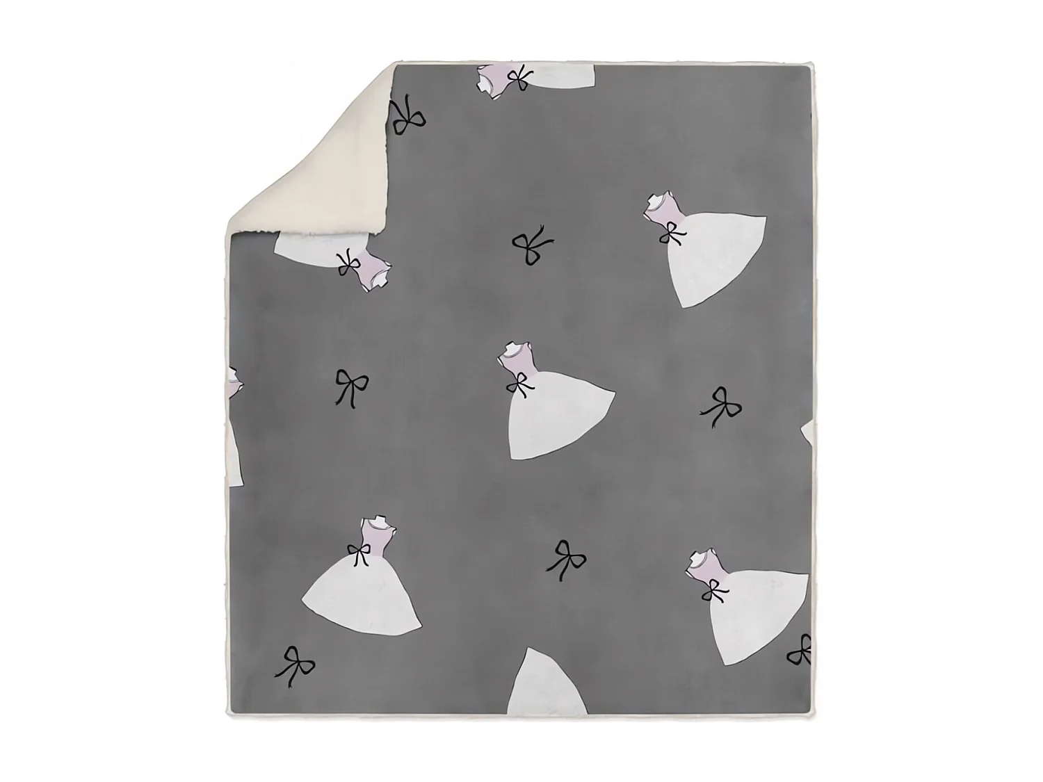 Plaid polaire imprimé sherpa - 110 x 170 cm - Anais - Gris anthracite