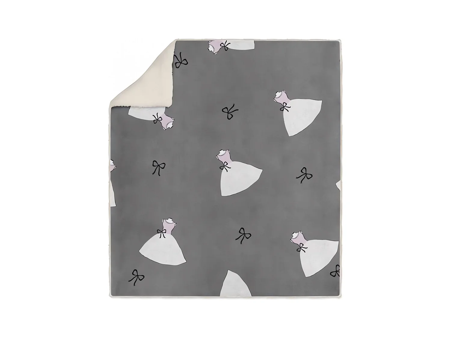 Plaid polaire imprimé sherpa - 110 x 170 cm - Anais - Gris anthracite