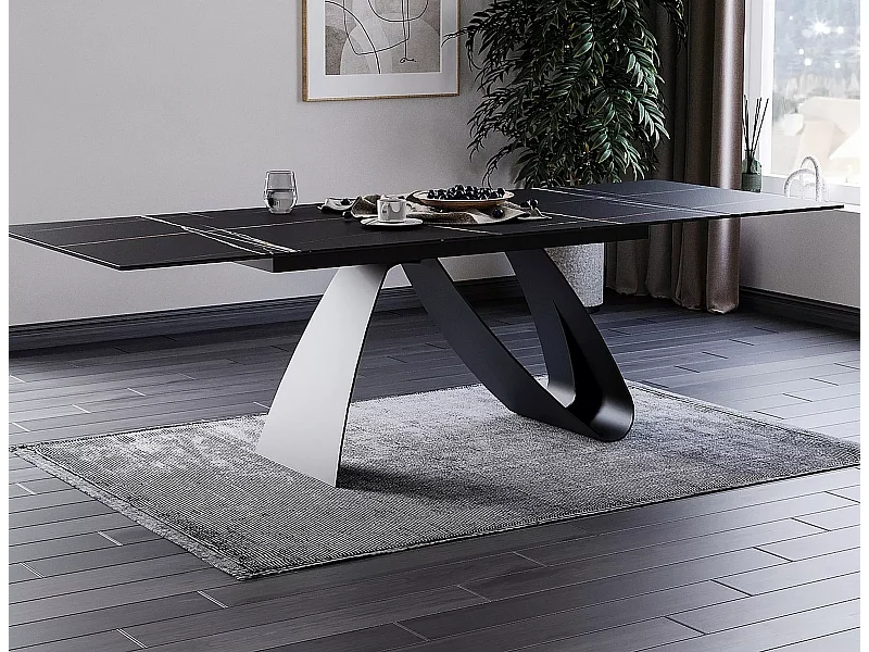 Esstisch Diuna Sahhara  (90x160-240)/Keramik/Schwarz