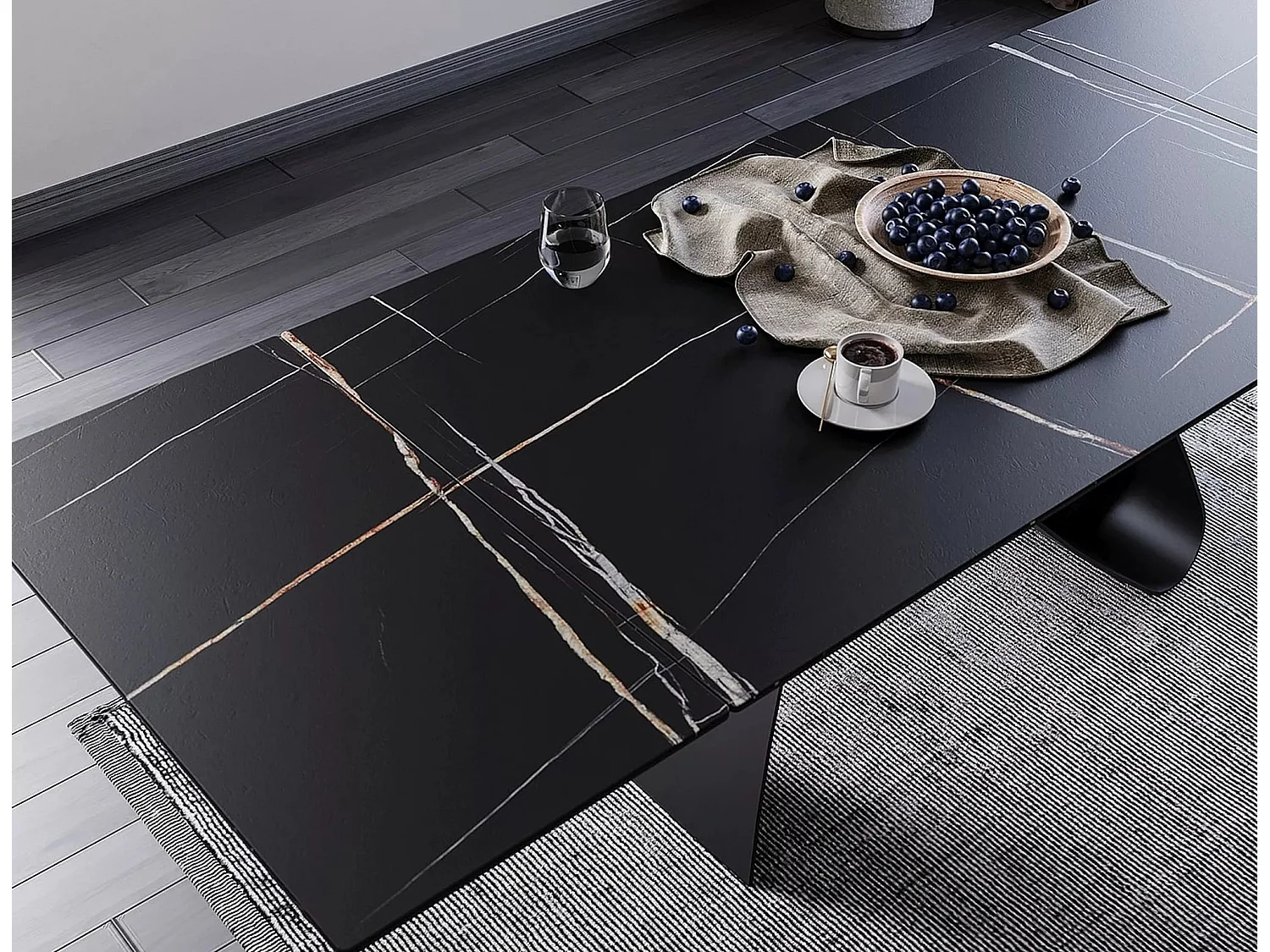 Table à manger  Diuna Sahhara  (90x160-240)/Céramique/Noir