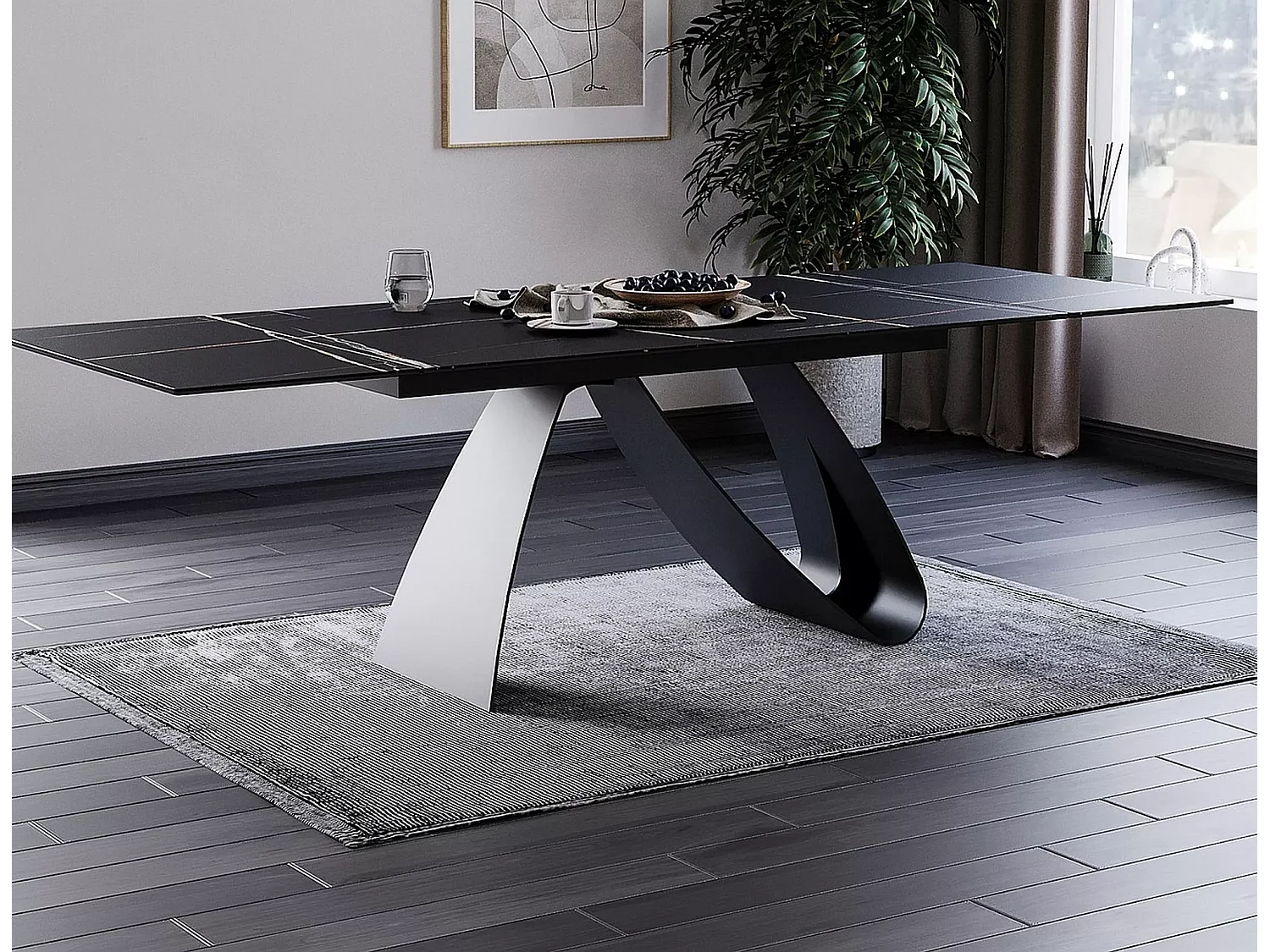 Table à manger  Diuna Sahhara  (90x160-240)/Céramique/Noir