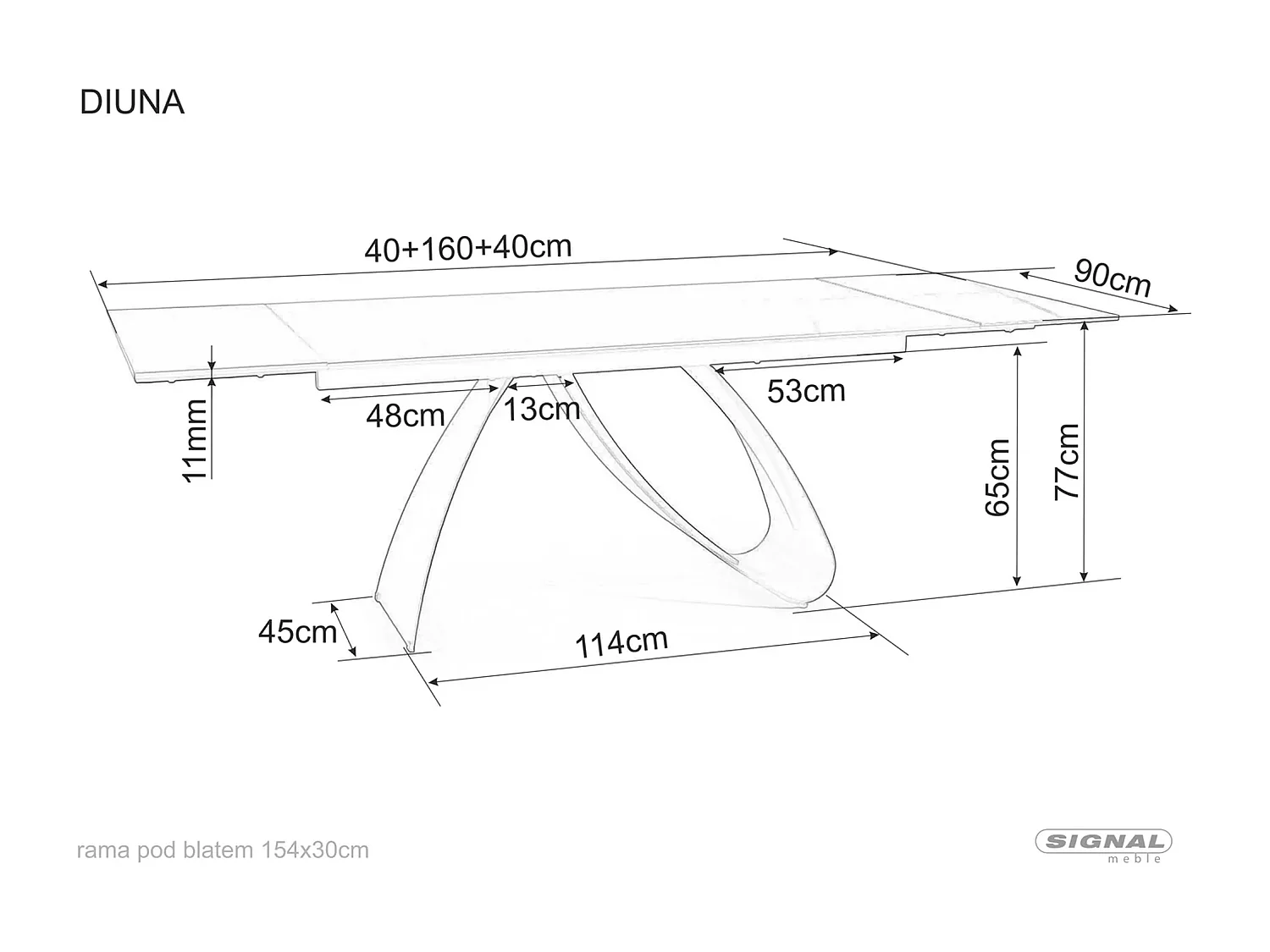 Table à manger  Diuna Sahhara  (90x160-240)/Céramique/Noir