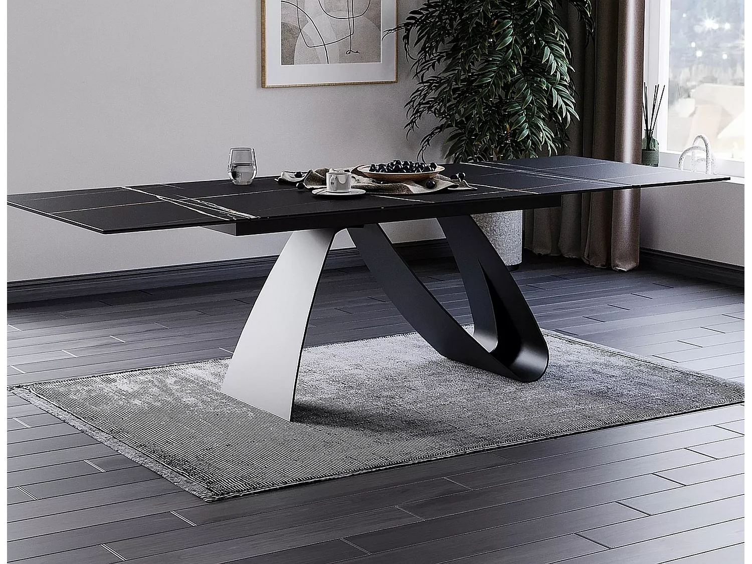 Table à manger  Diuna Sahhara  (90x160-240)/Céramique/Noir