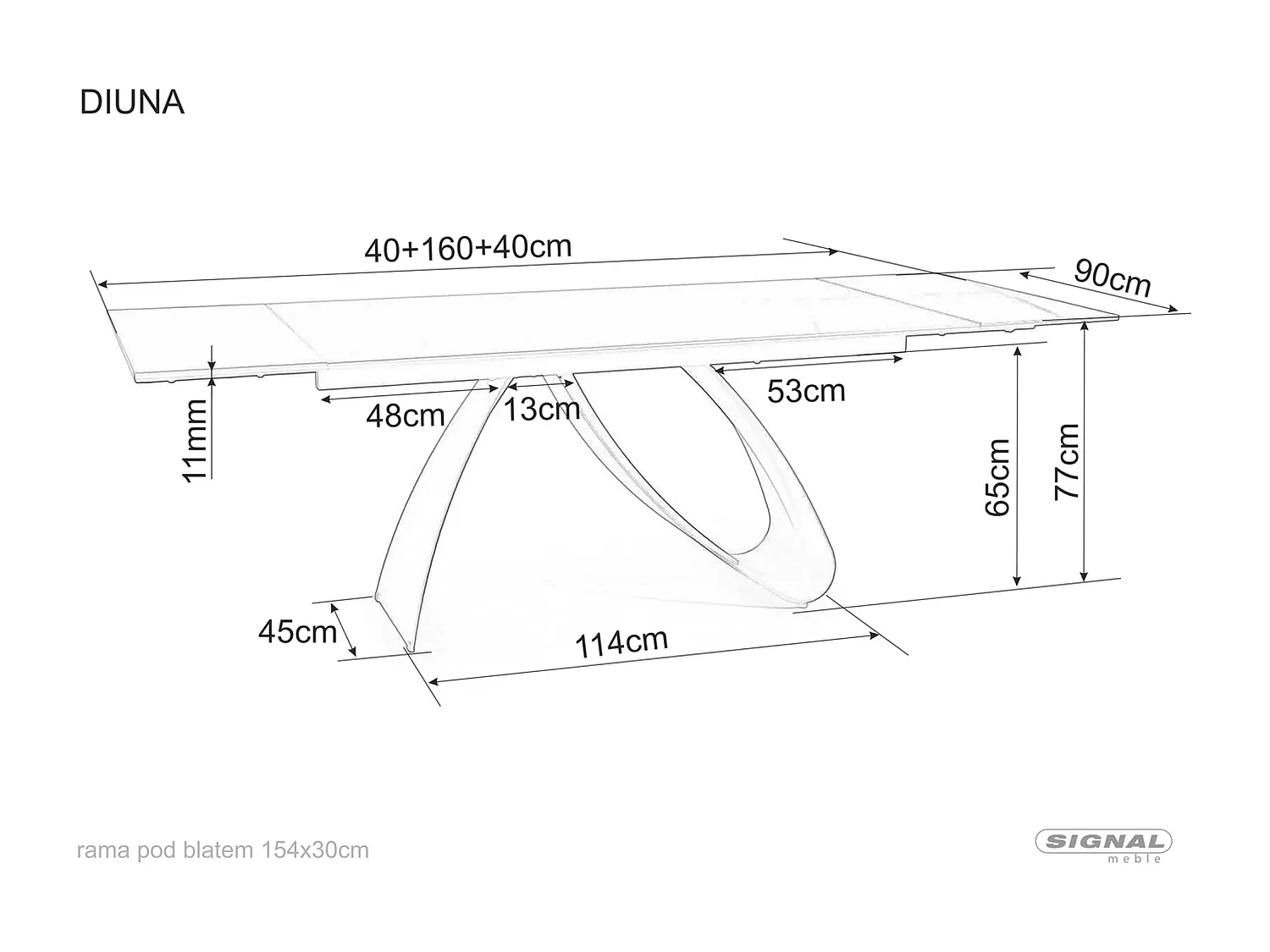 Table à manger  Diuna Sahhara  (90x160-240)/Céramique/Noir