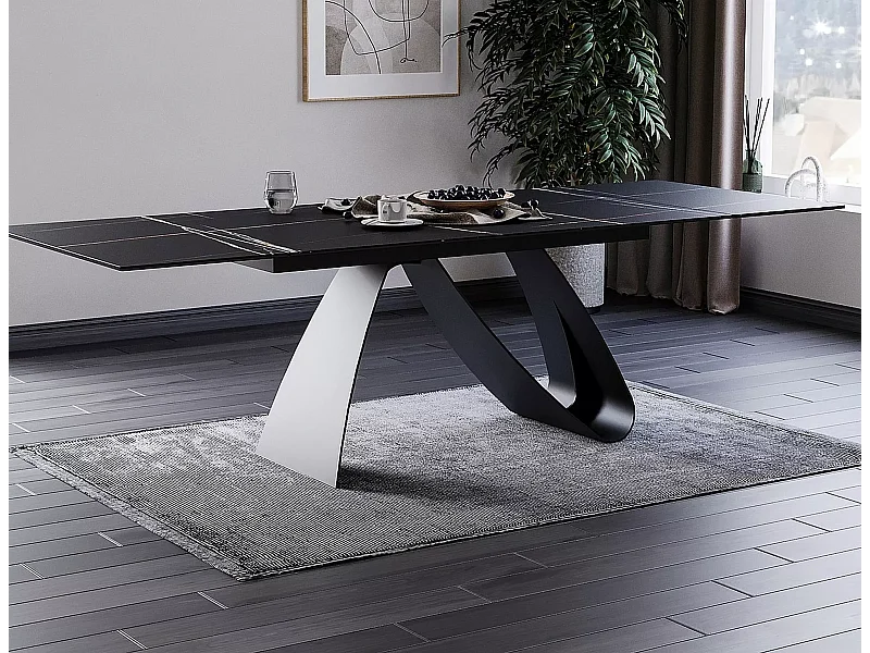 Tavolo da pranzo Diuna Sahhara  (90x160-240)/Ceramica/Nero