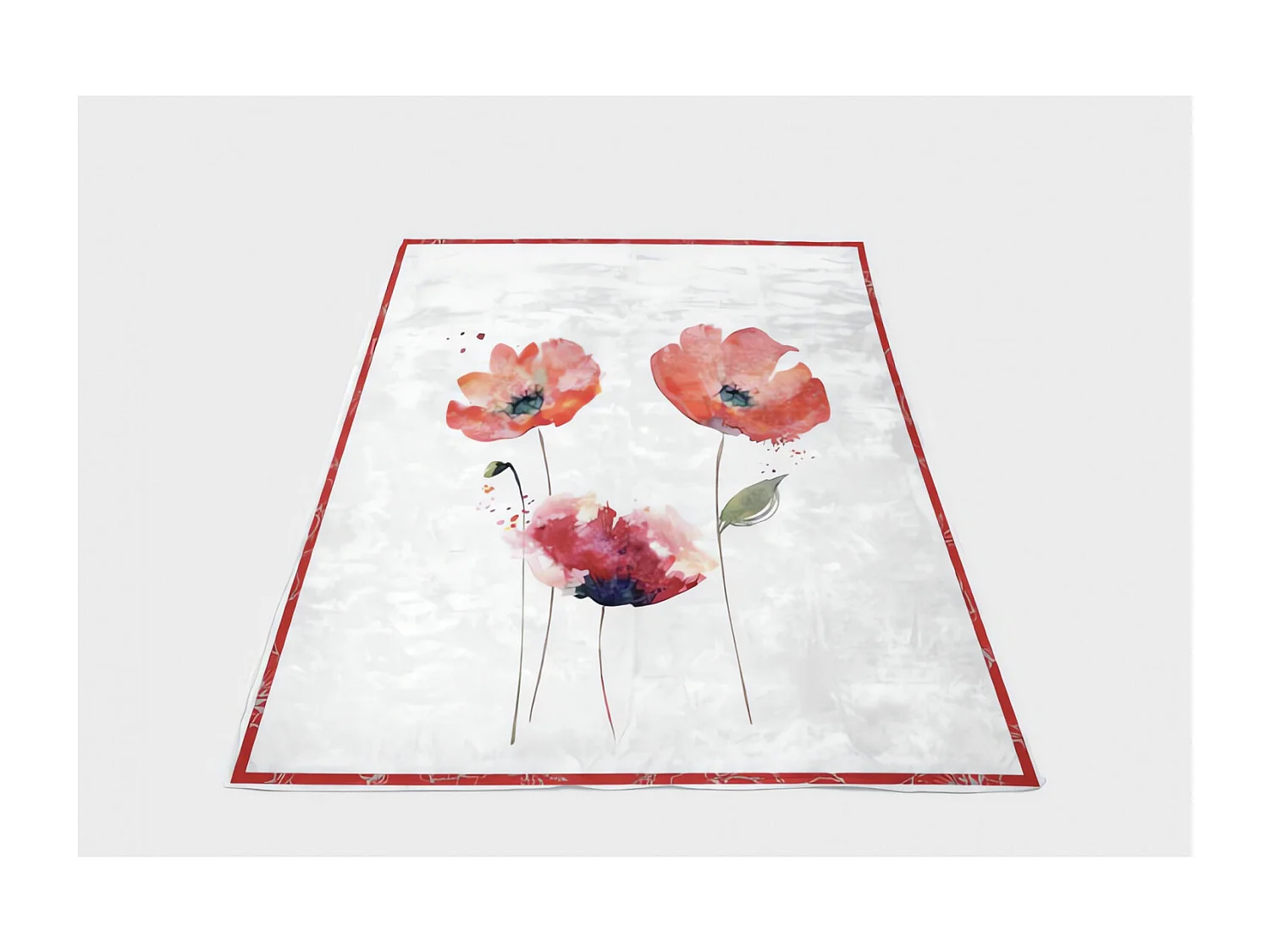 Plaid polaire sherpa - 130 x 150 cm - Imprimé coquelicot