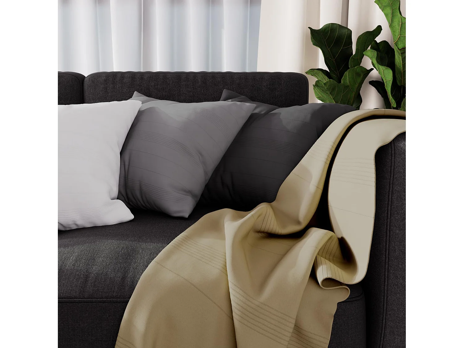 Plaid 140X200 cm ADELE taupe, par Soleil d'ocre