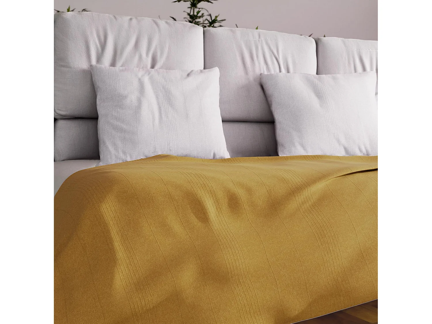 Plaid 140X200 cm ADELE moutarde, par Soleil d'ocre