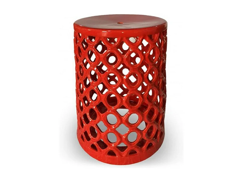 Pouf en Céramique "Cylindrique" 45cm Rouge