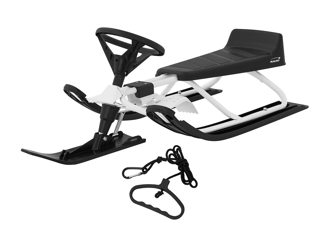 Luge Tout-terrain Avec Guidon – Ski Sur Neige Pour Enfants Et Adultes, Double Lame, Cadre Alu, Charge 150 Kg, Direction 360°, Facile à Utiliser