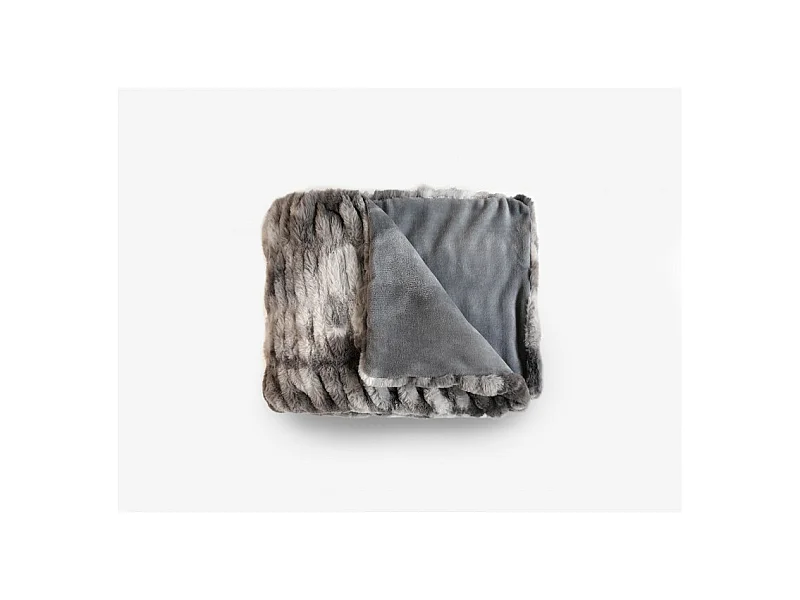 Maxi plaid en fausse fourrure - Zibeline - 150 x 200 cm - Gris angora