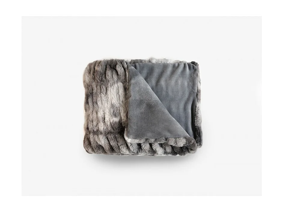 Maxi plaid en fausse fourrure - Zibeline - 150 x 200 cm - Gris angora