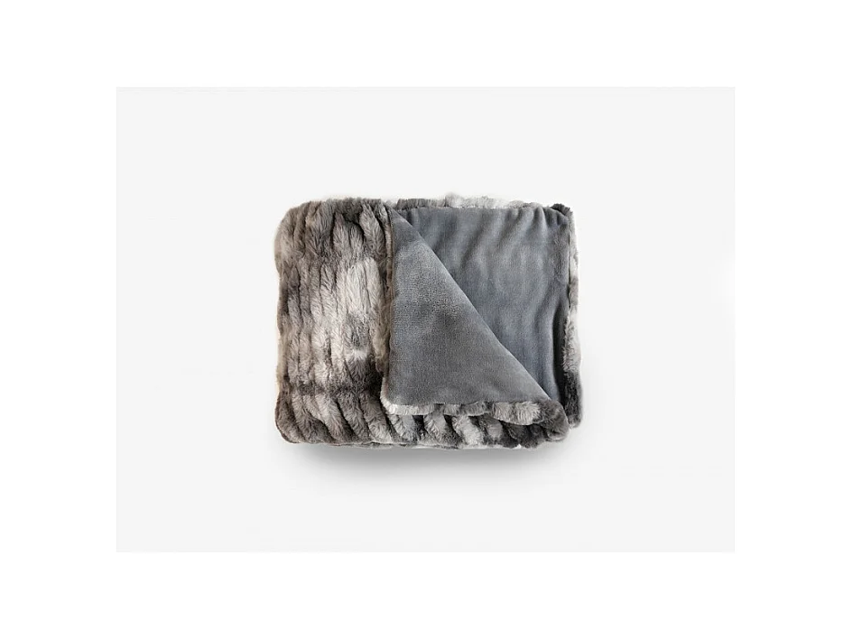Maxi plaid en fausse fourrure - Zibeline - 150 x 200 cm - Gris angora