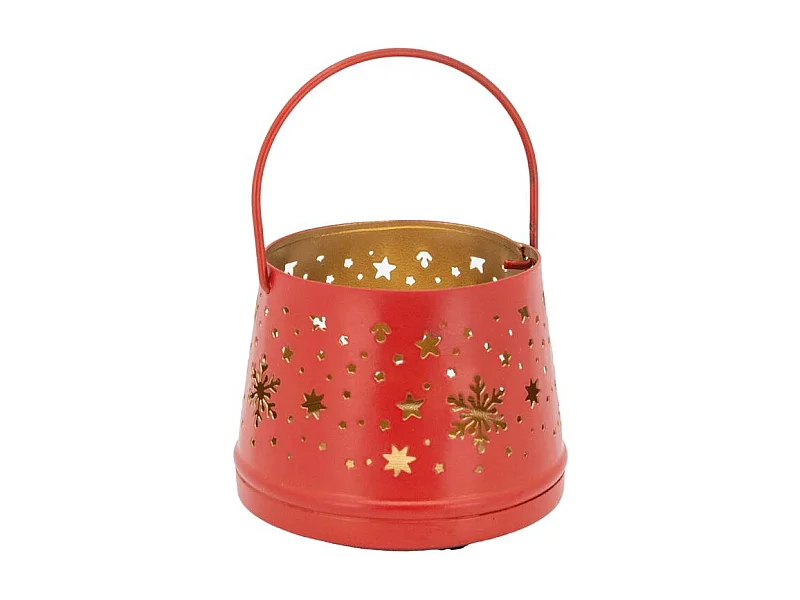 Photophore en métal laqué rouge Boule