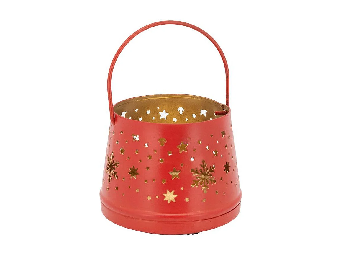 Photophore en métal laqué rouge Boule