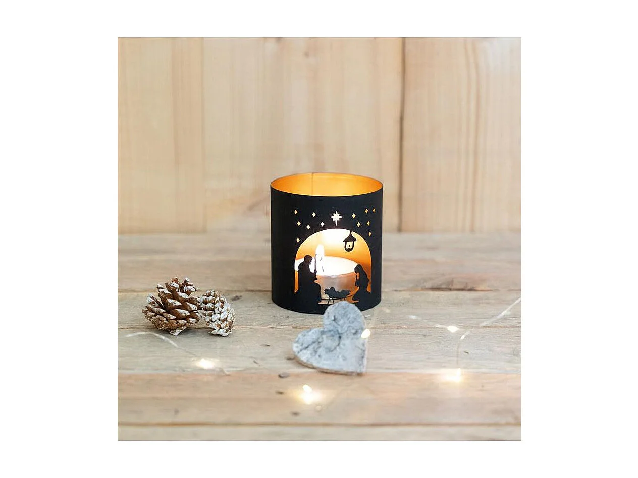 Photophore en métal Crèche Nativité