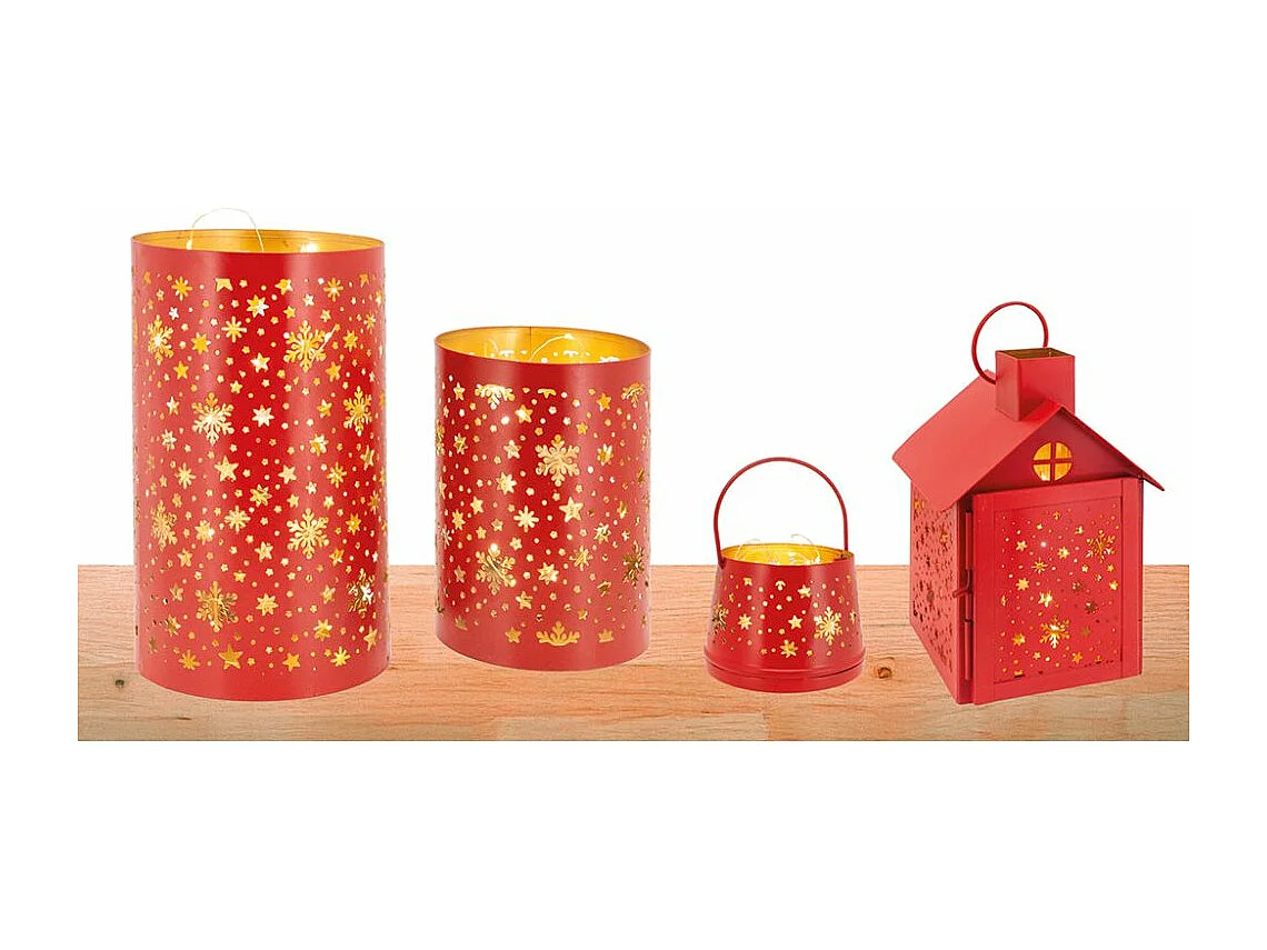 Photophore en métal laqué rouge Maison