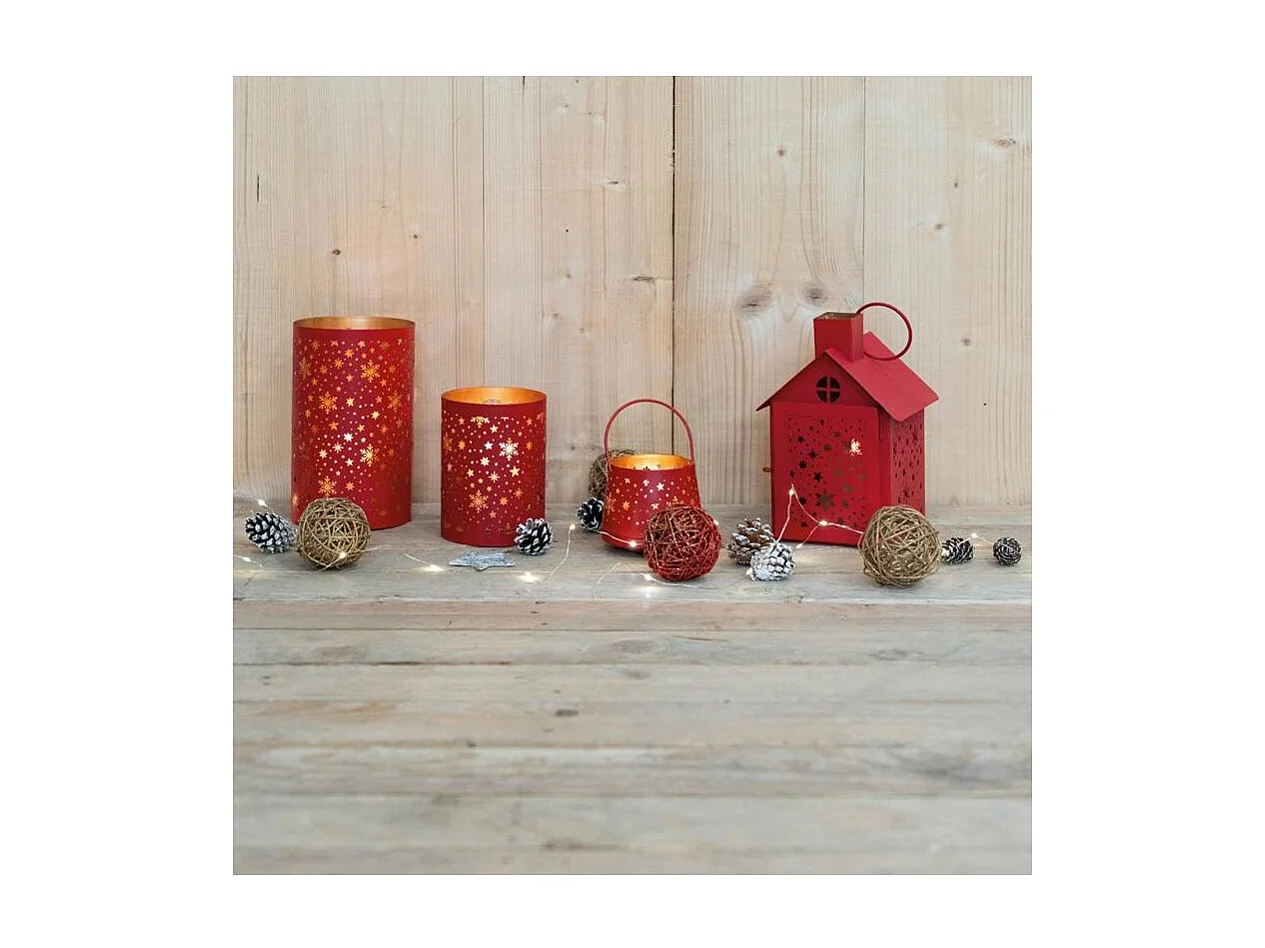 Photophore en métal laqué rouge Maison