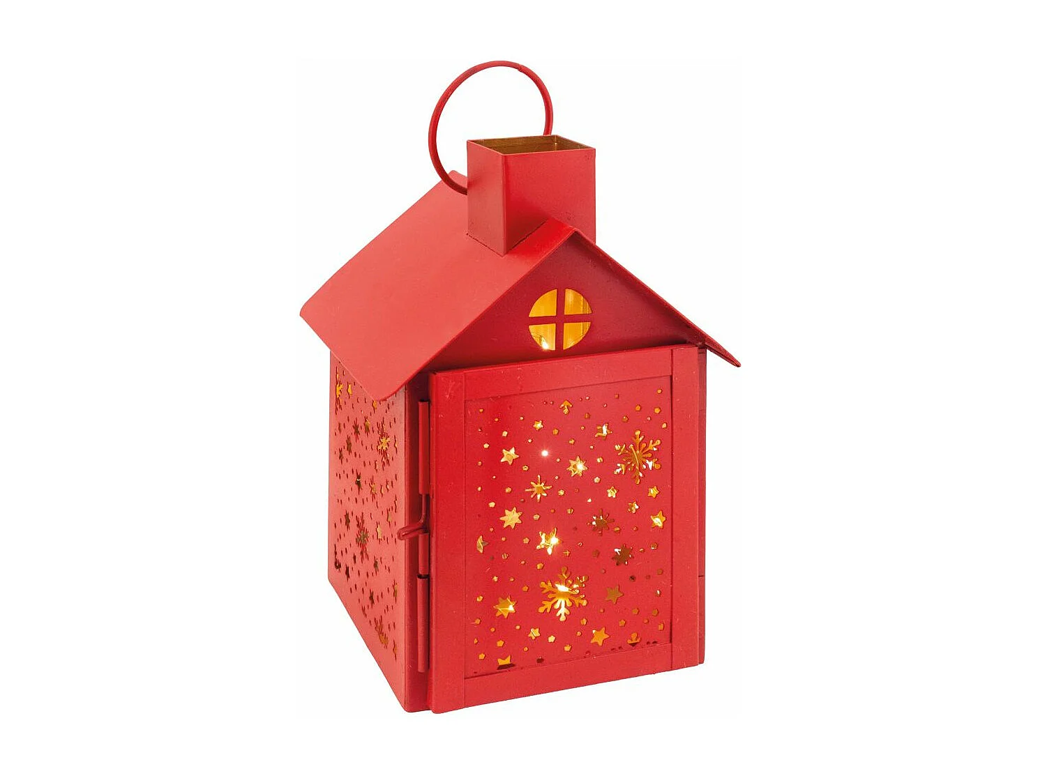 Photophore en métal laqué rouge Maison