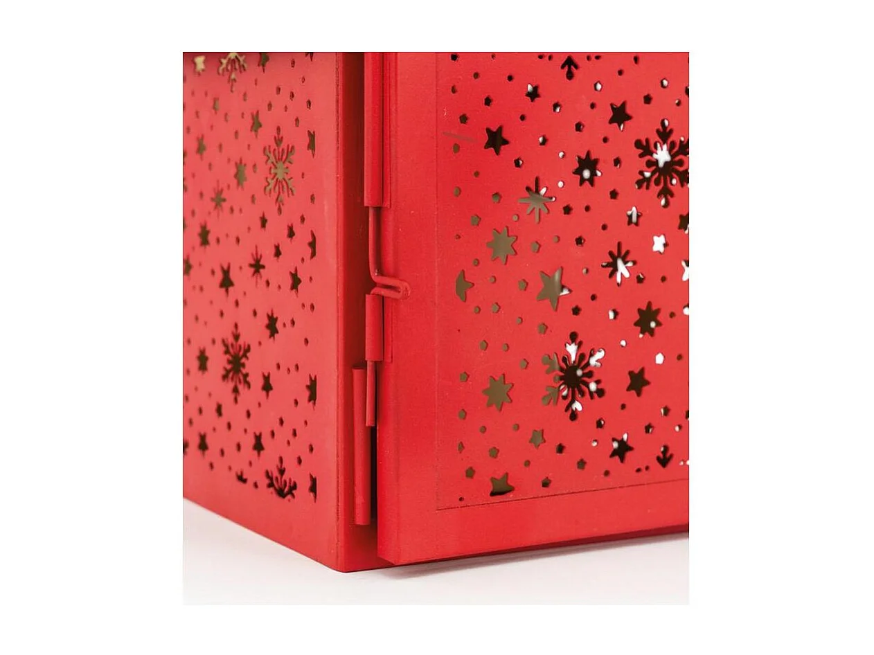 Photophore en métal laqué rouge Maison