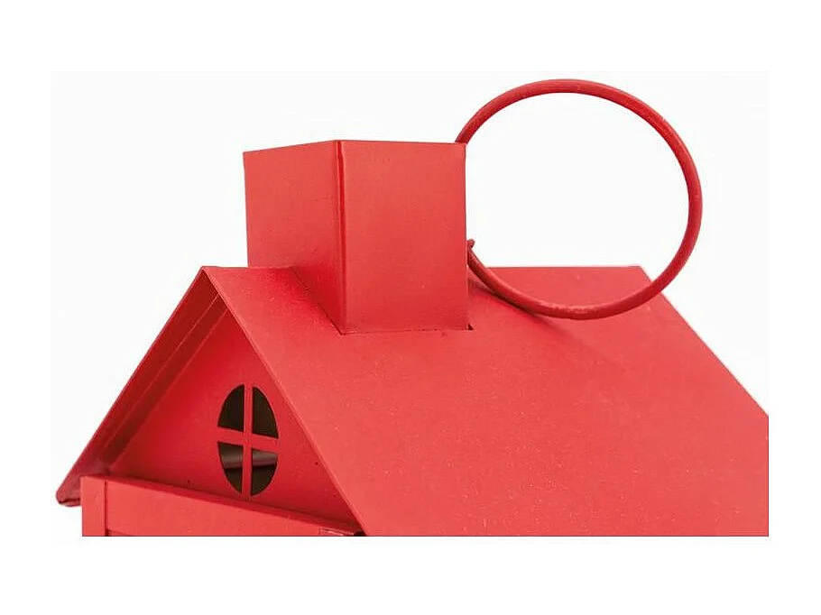 Photophore en métal laqué rouge Maison