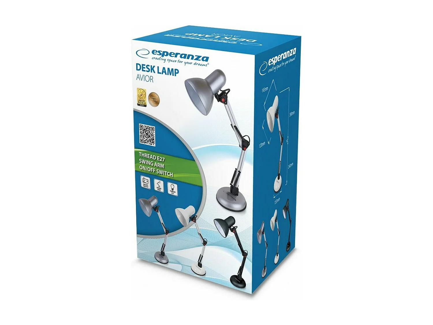 Lampe de bureau Esperanza ELD112K Noir (39 x 15,3 x 63 cm)