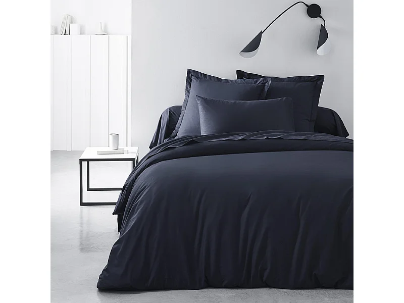 Taie de traversin "Essential" en coton - Bleu marine - 45 x 185 cm