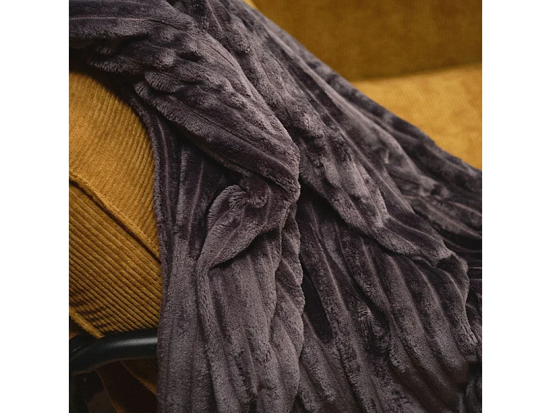 Plaid en velours côtelé "Essential" - Gris fusain - 15 0x 200 cm