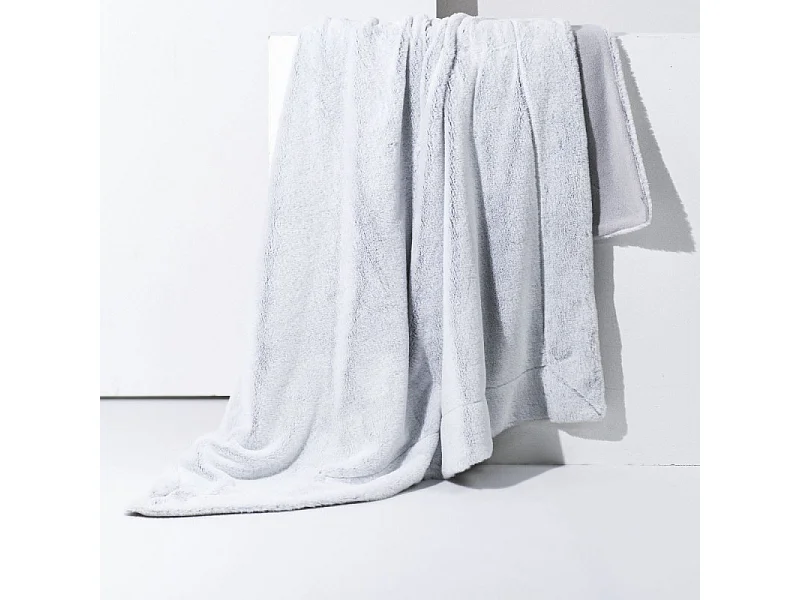 Set de plaid + coussin assorti en tissu peluche - Gris acier - 125 x 150 cm